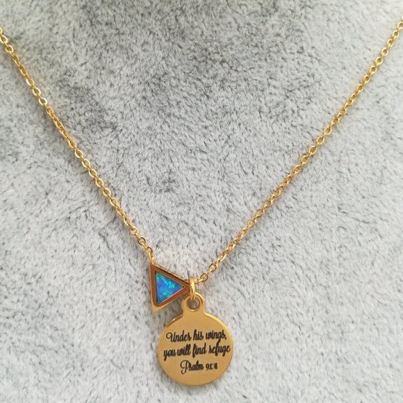 Gold Christian Bible Verse Scripture Necklace - Picture 2 of 4